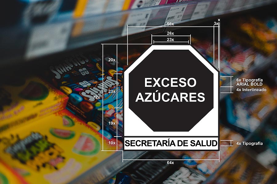 Detalle Sello Etiquetado, Octógono, NOM 051